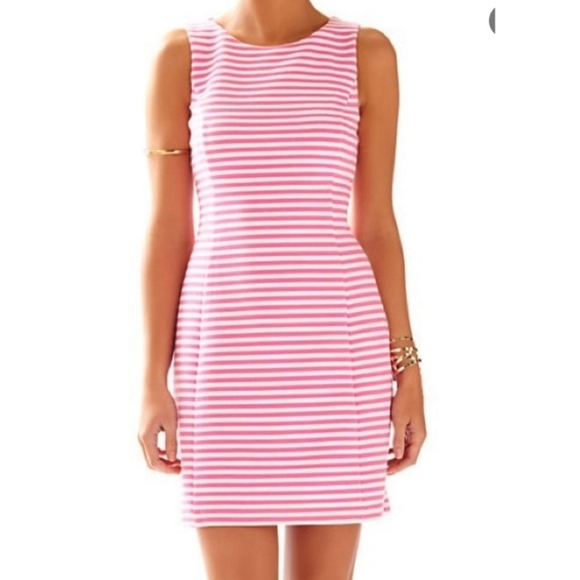 Lilly Pulitzer Whiting Hotty Pink Ottoman Stripe Cut Out Jersey Shift Dress - Picture 14 of 14
